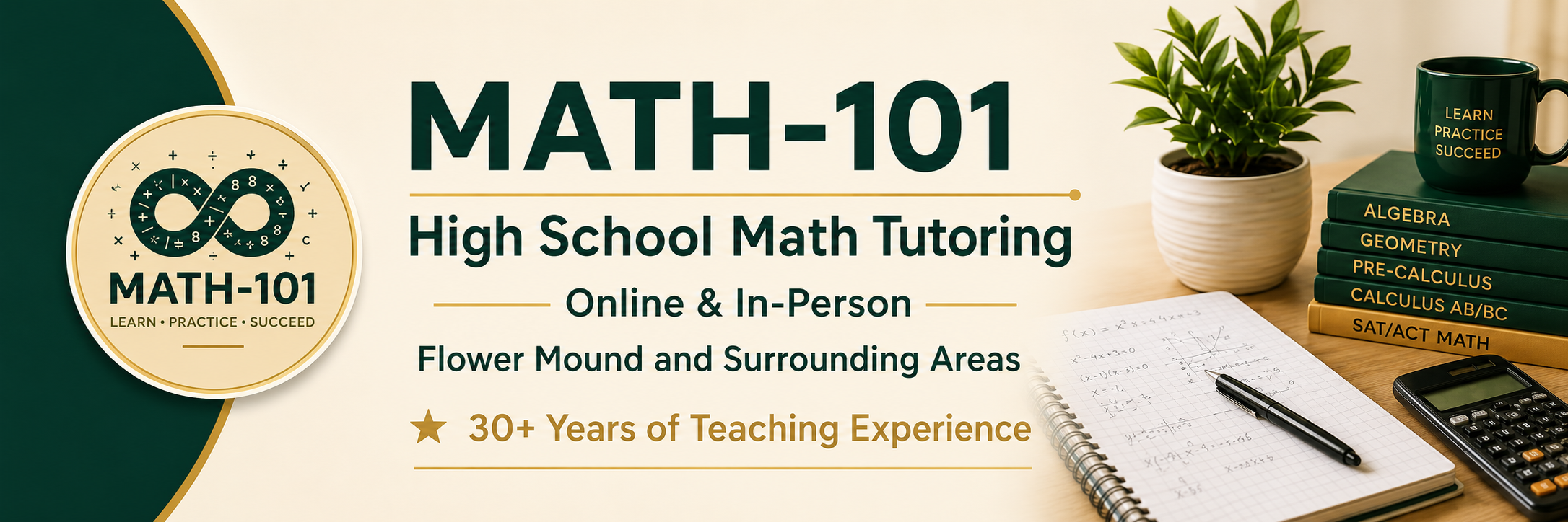 Math-101 high school math tutoring, available online and in person in Flower Mound and surrounding areas